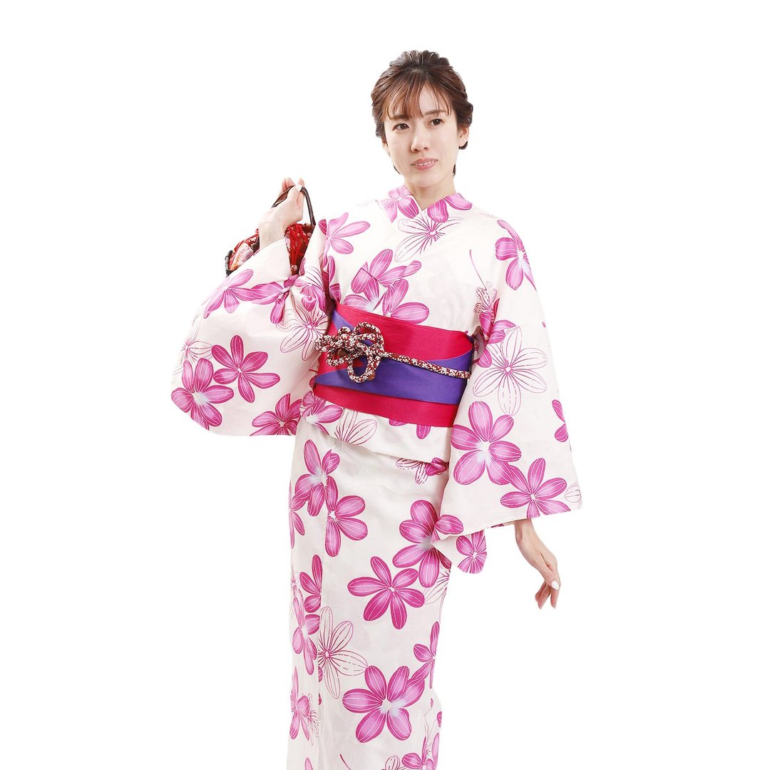 日本 和服 女性 浴衣 腰封 2件组 F Size x25-103 yukata - 其他 - 棉．麻 紫色