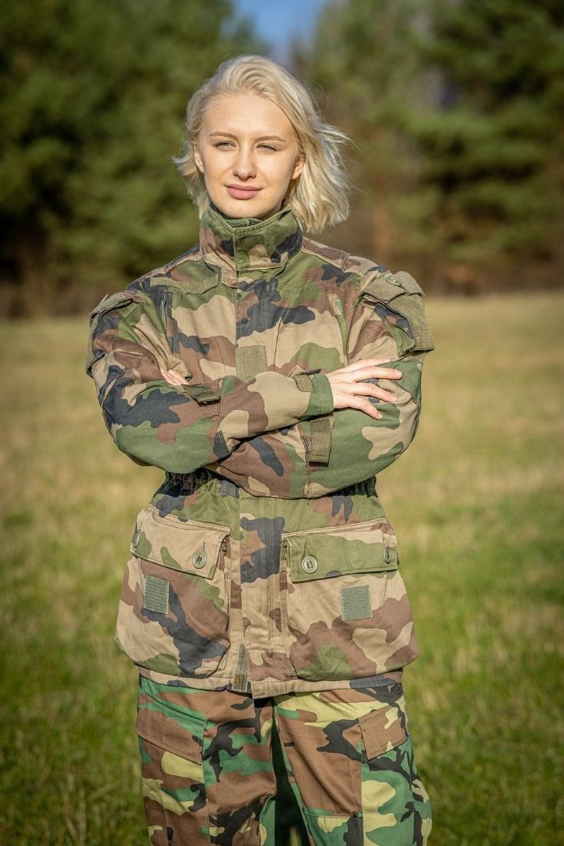 法国公发T4迷彩防风高领拉链夹克 军用外套大衣H款 法国制 - 女装休闲/机能外套 - 棉．麻 绿色