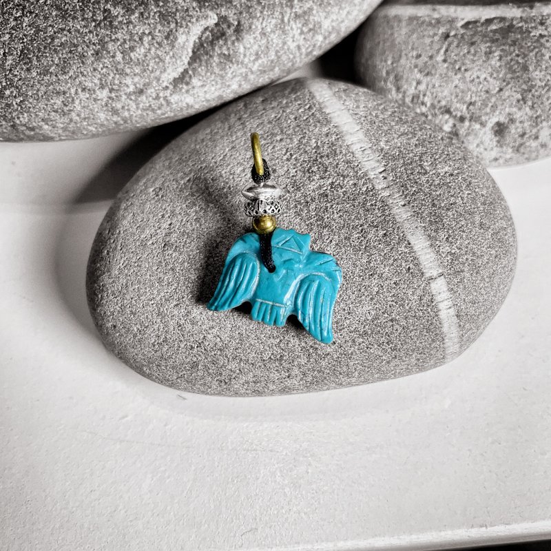 伊朗绿松老鹰 铜银制吊坠 - 项链 - 半宝石 