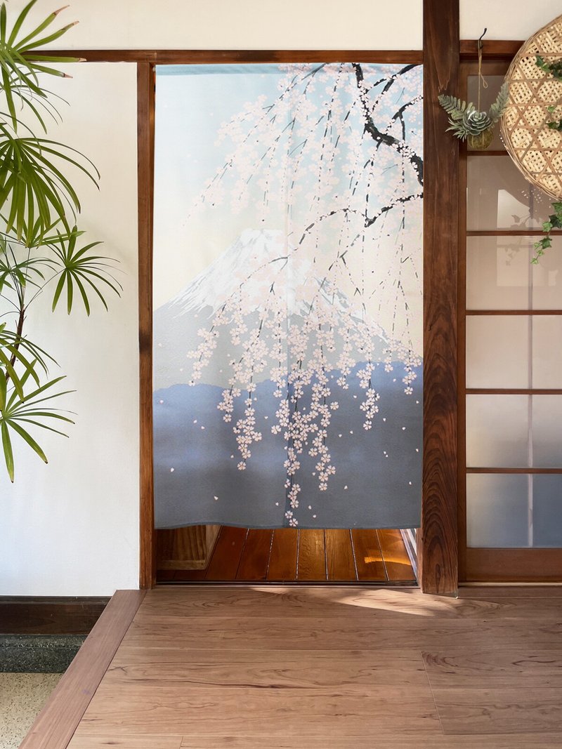 【预订】日本制 樱花富士山长门帘 - 门帘/门牌 - 聚酯纤维 蓝色