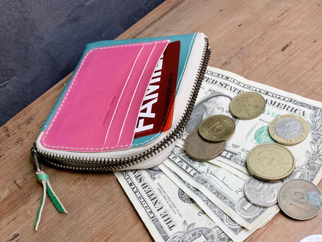H-SLIM A cute candy pop half slim wallet Petanko Slim HSW-TPG-W - 皮夹/钱包 - 真皮 蓝色