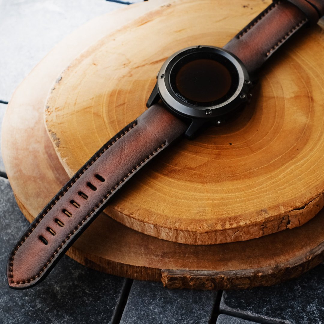Garmin Watch Band With Quickfit Garmin Connector - 表带 - 真皮 咖啡色