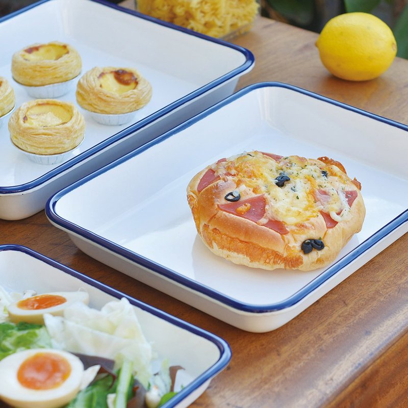 原厂正品 日本月兔印 日制长方形珐琅调理盘-1.4L-2入组 - 盘子/餐盘/盘架 - 珐琅 白色