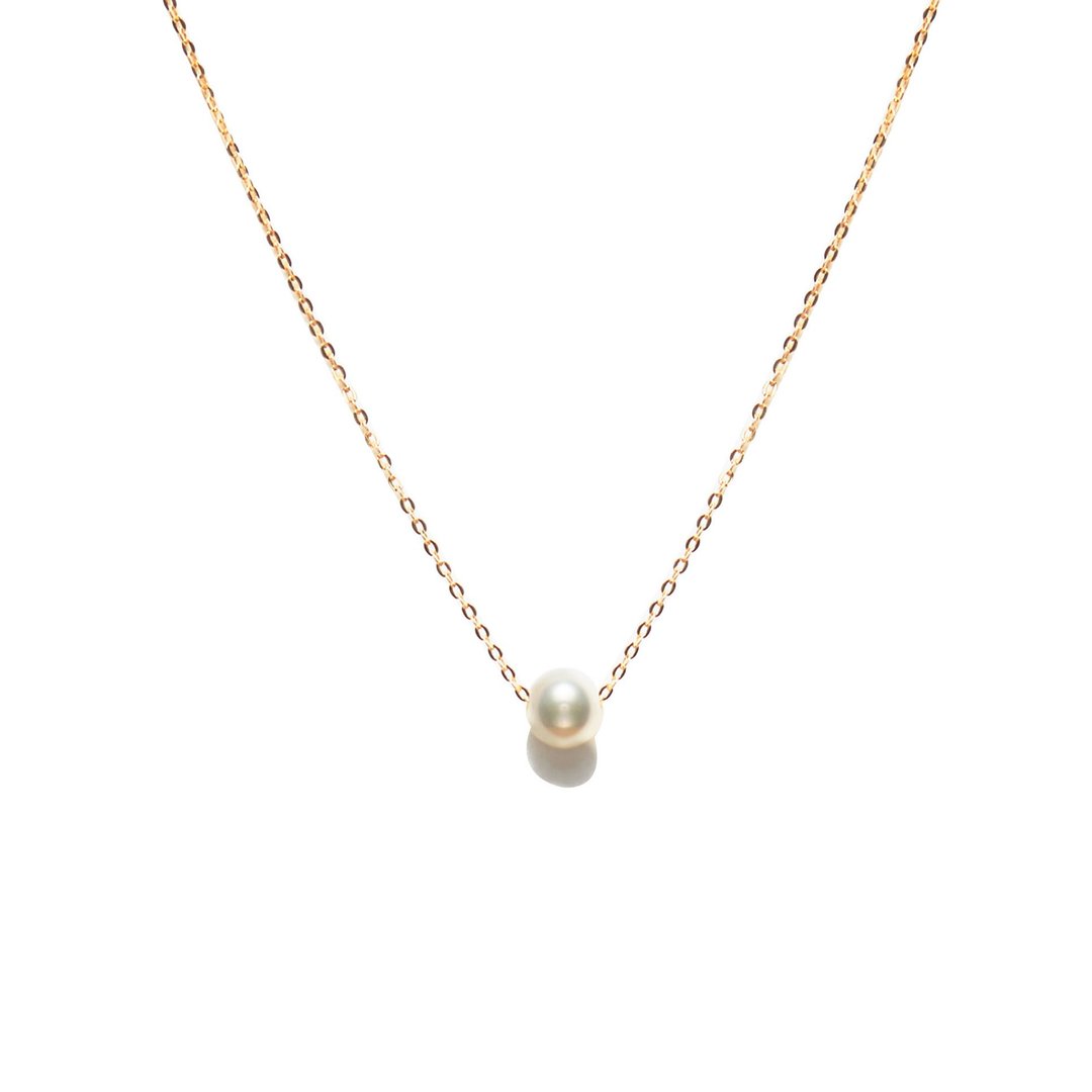 经典珍珠项链 925银厚镀18K金 Aphrodite P Necklace - 项链 - 珍珠 金色