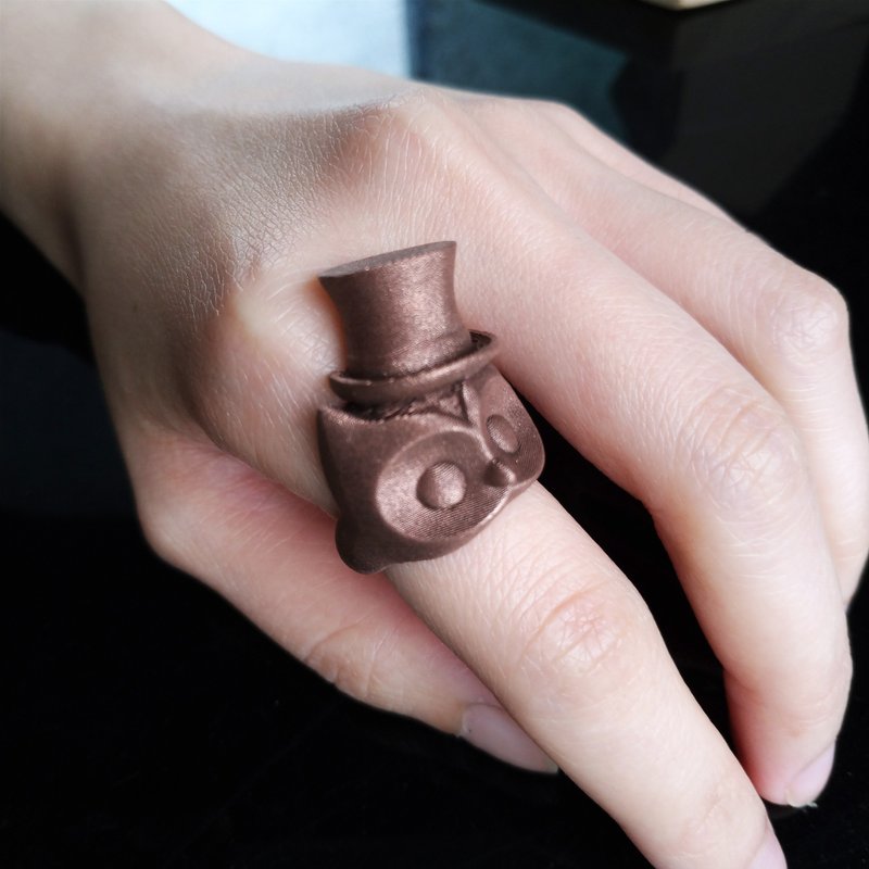 立体打印 ~ 绅士帽猫头鹰戒指 - 戒指 - 其他材质 多色