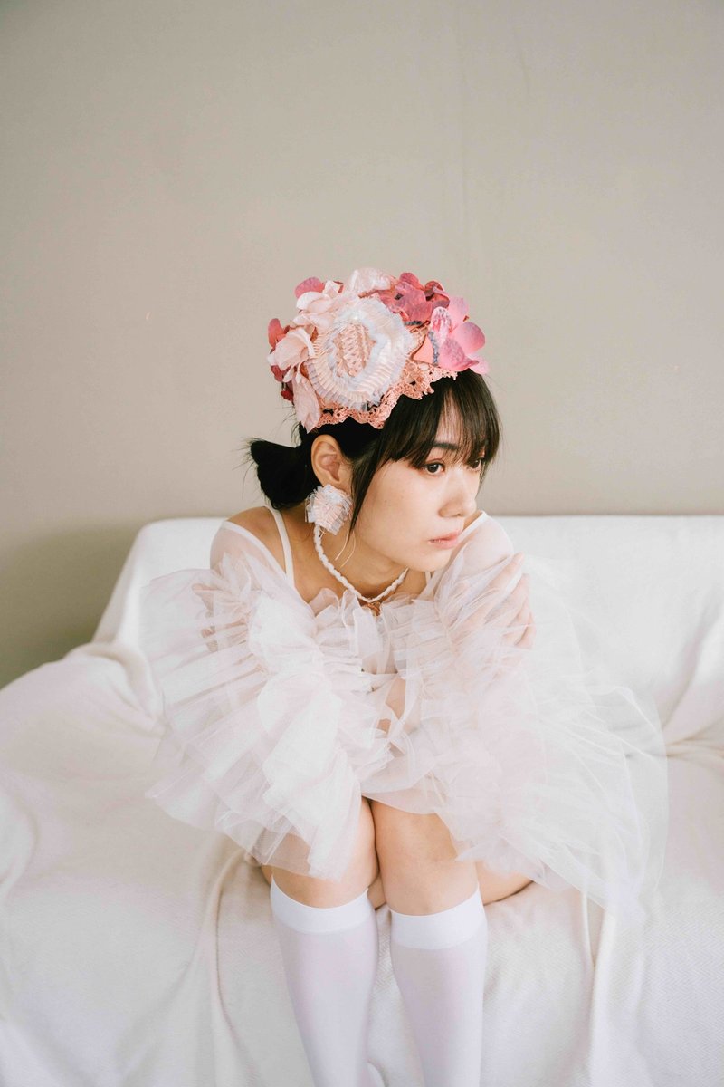 古董羽饰礼帽 - 帽子 - 其他材质 粉红色