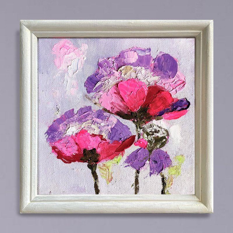 粉红色的花朵绘画  油画 / 手绘 /艺术作品 / 居家装饰 - 海报/装饰画/版画 - 棉．麻 