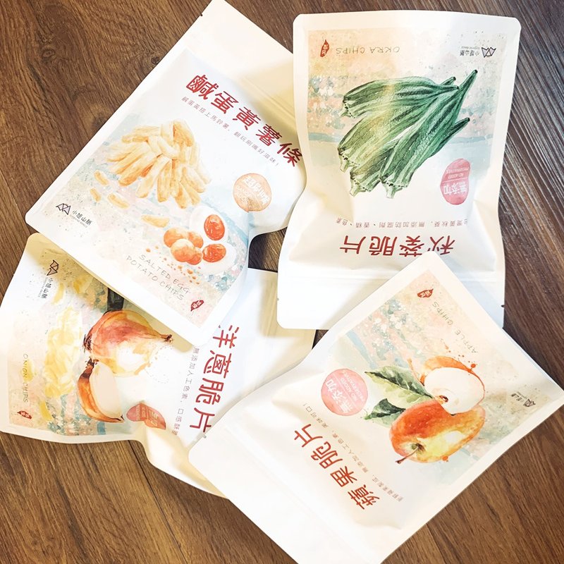 蔬果4入组-咸蛋薯,苹果,洋葱,秋葵脆片 - 零食/点心 - 其他材质 白色