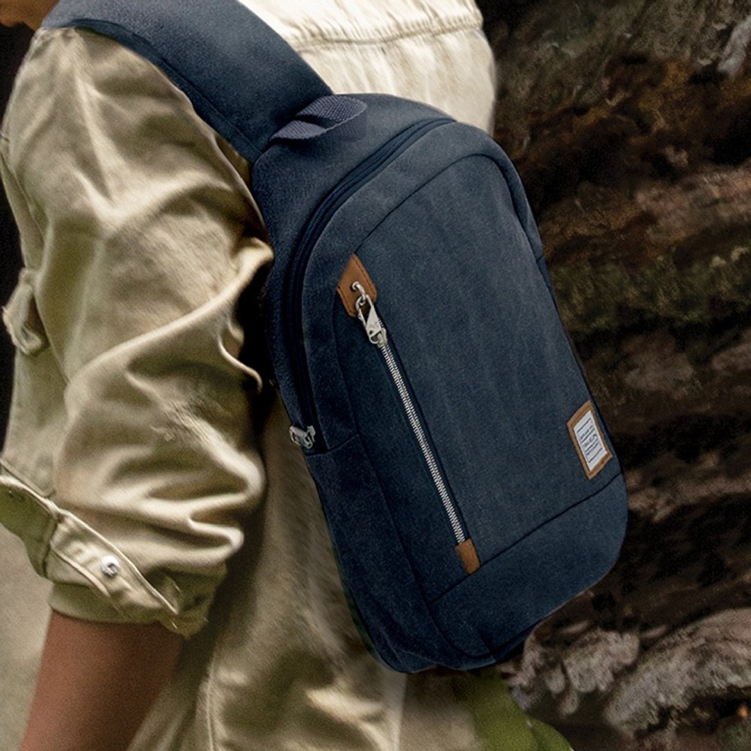 美国 TRAVELON Heritage 3 层防盗单肩背包 (蓝) | RFID 侧背包 - 侧背包/斜挎包 - 聚酯纤维 蓝色