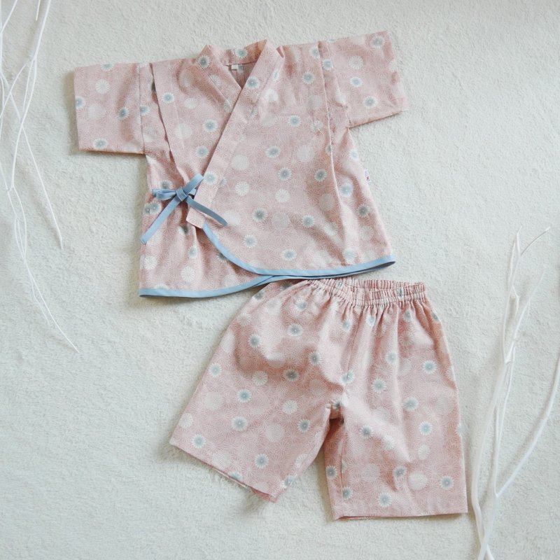 金贝花粉色印花 - 童装上衣 - 棉．麻 