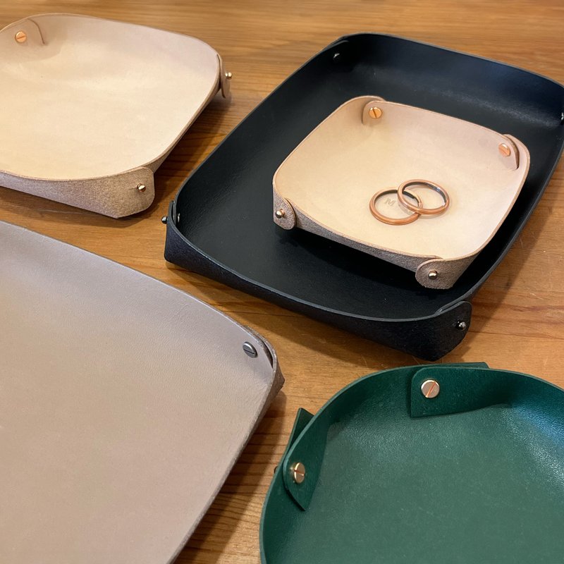 Leather Tray 皮革收纳盘/置物盘 - L 长方型 定制化礼物 - 收纳用品 - 真皮 灰色