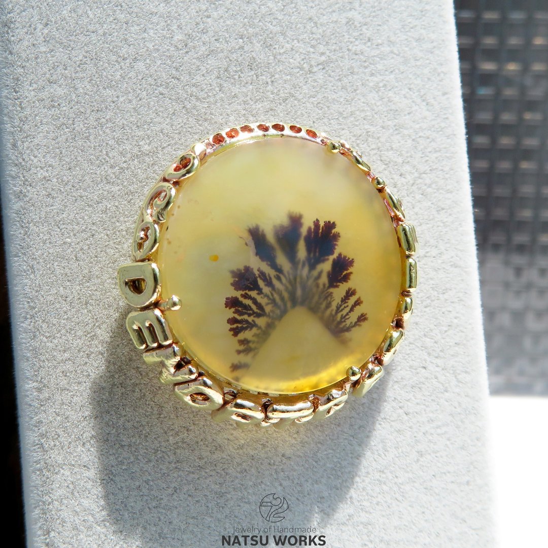 缀织玛瑙胸针 / Dendritic Agate Named Brooch - 胸针 - 宝石 橘色