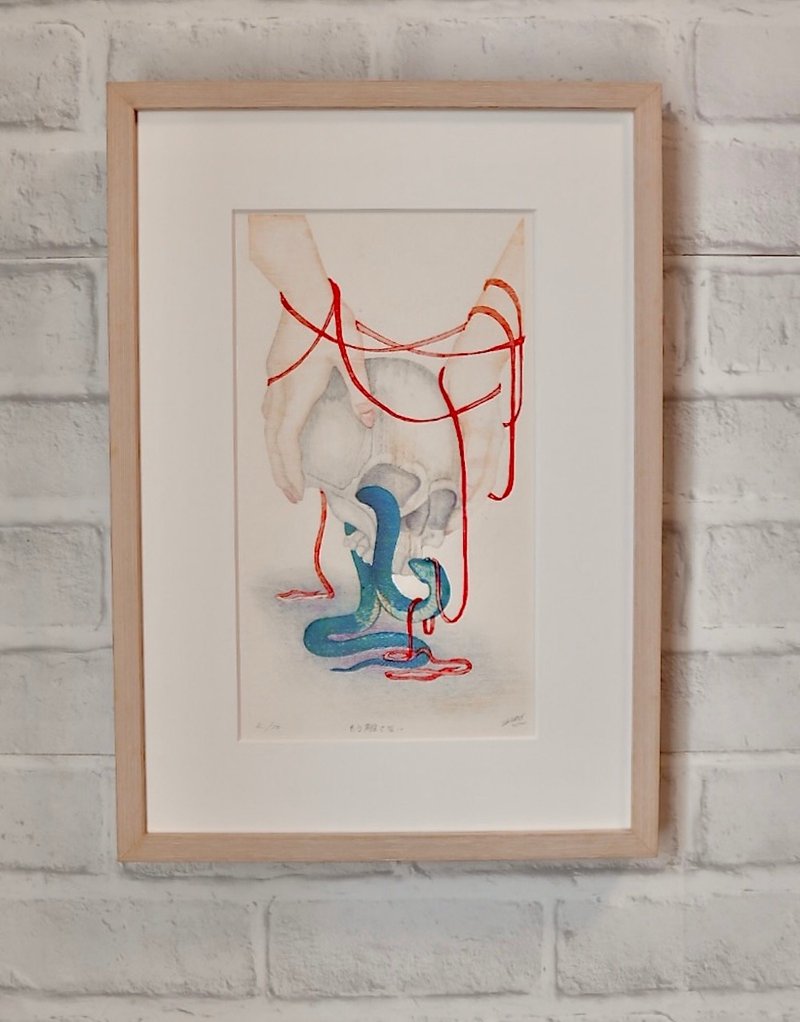 【附框】木版画 　再也不放手 - 海报/装饰画/版画 - 纸 红色