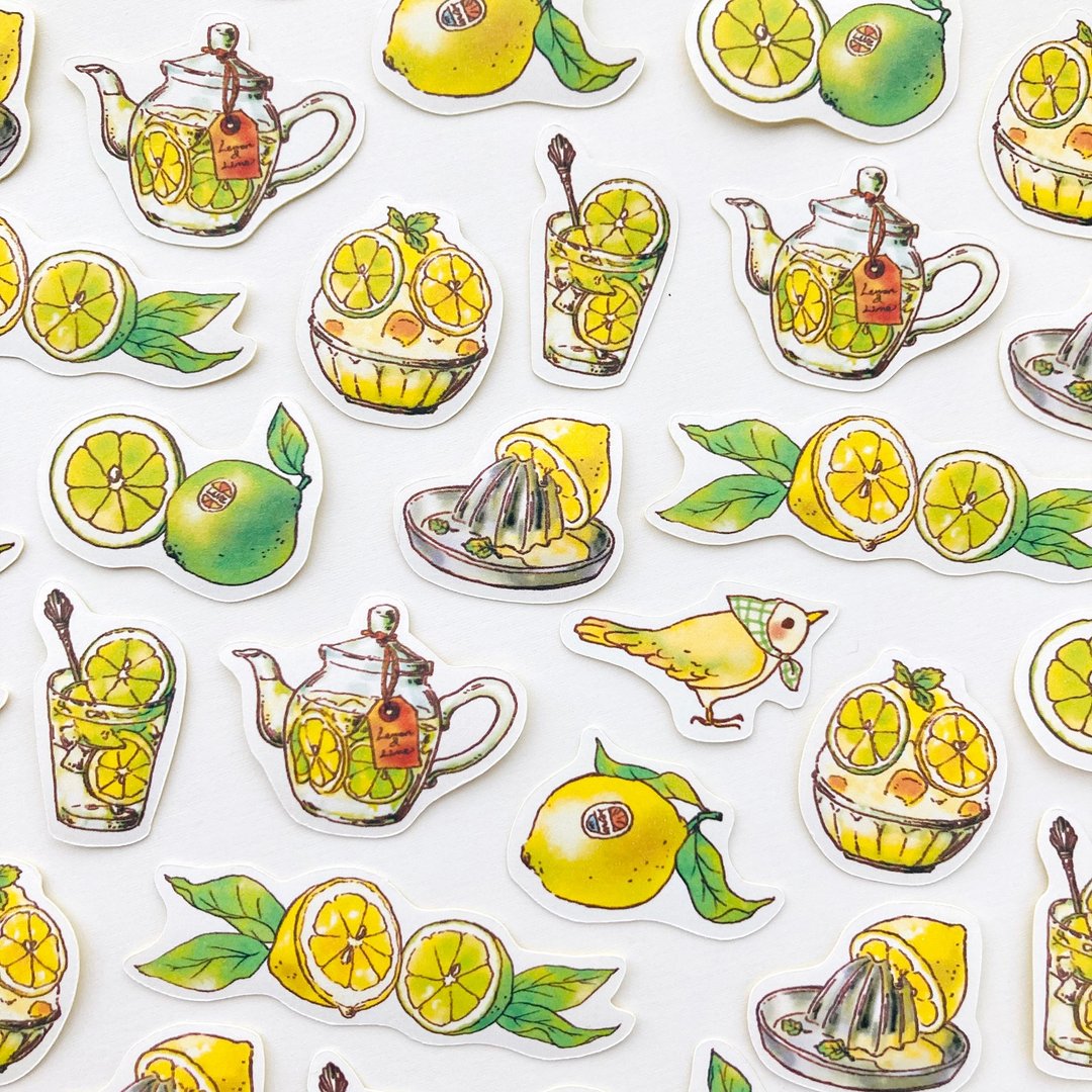 Lemon and Lime 造型贴纸 柠檬莱姆茶口味【32入】 - 贴纸 - 纸 黄色