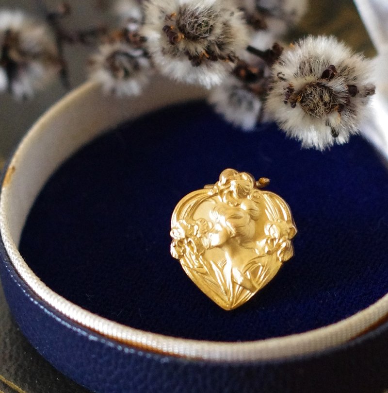 Antique新艺术时期1920 骨董金色仕女流动花卉项链坠 FIX N717 - 项链 - 其他金属 金色