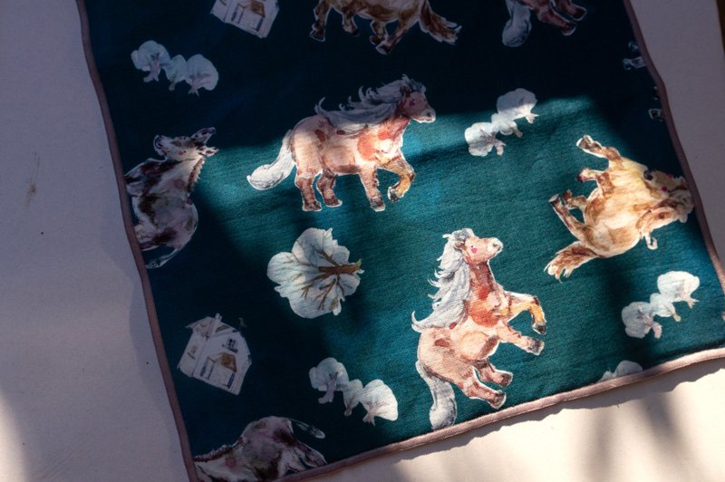 Pony&Donkey 独立印花二重纱口水巾、手帕 - 围嘴/口水巾 - 棉．麻 