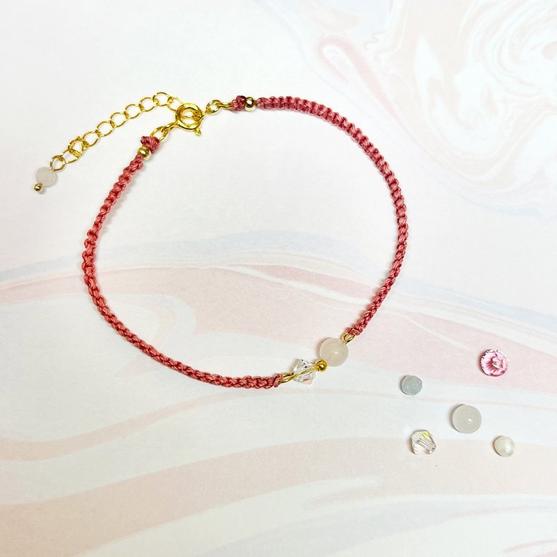 圣诞 交换礼物【定制化】925纯银+k金 水晶编织幸福手链 - 手链/手环 - 其他材质 多色