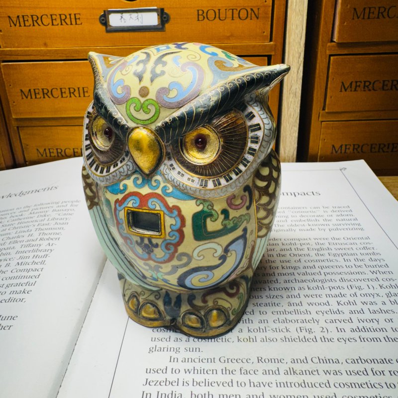 古意 70年代猫头鹰掐丝珐琅景泰蓝 时钟 - 其他 - 其他金属 