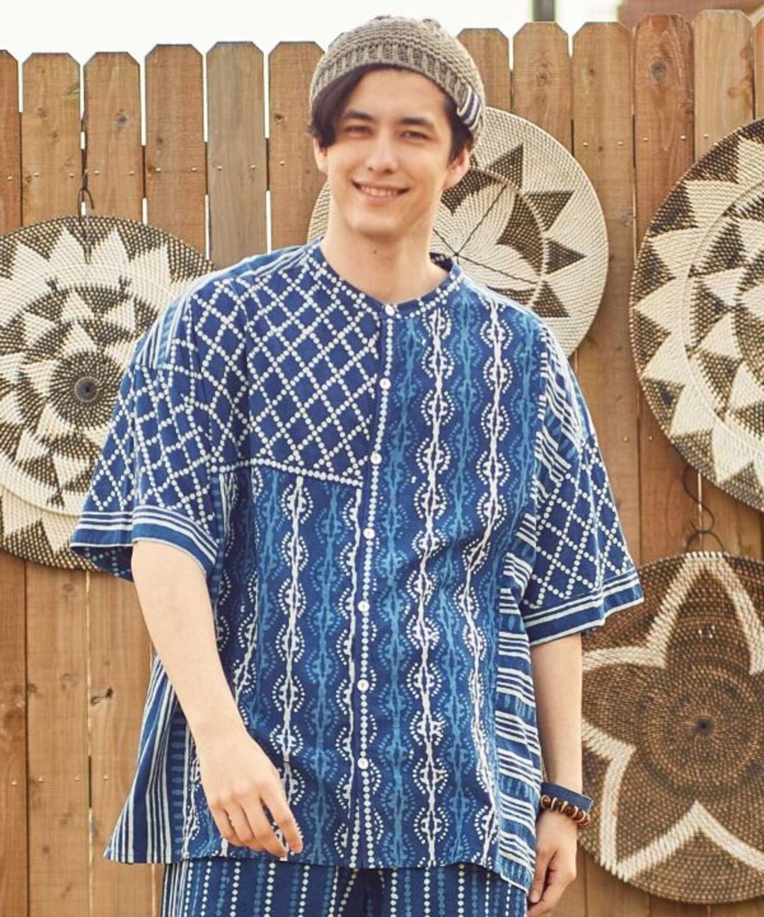 【热门预购】传统民俗风印花无领男士衬衫 (3色) ILL-4708 - 男装衬衫 - 棉．麻 