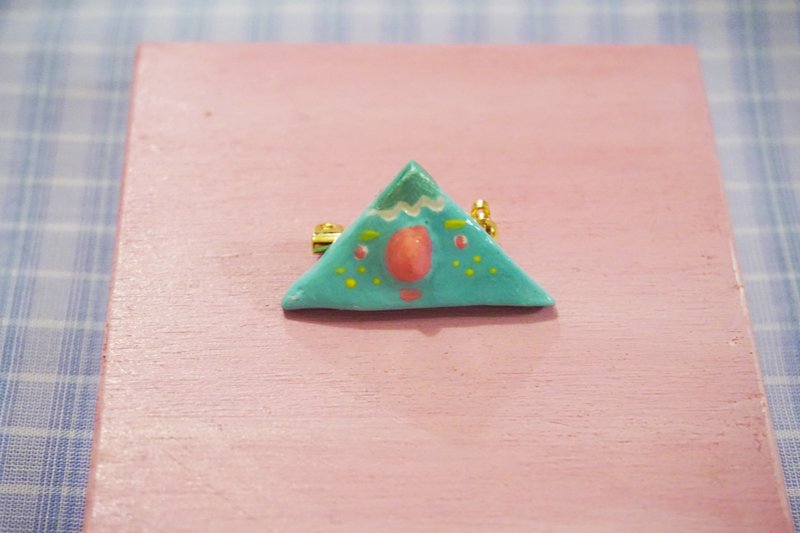 hachii 面青青三角 粉红鼻子 石塑黏土 手工制别针 - 胸针 - 粘土 绿色