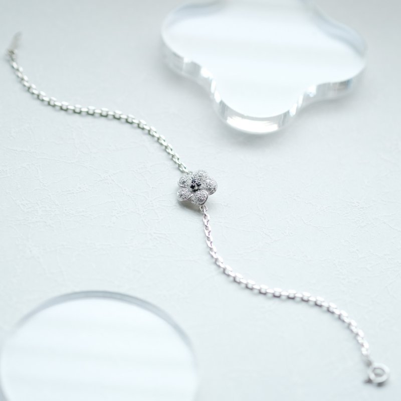 白色花卉手链 925 纯银 - 手链/手环 - 其他金属 白色