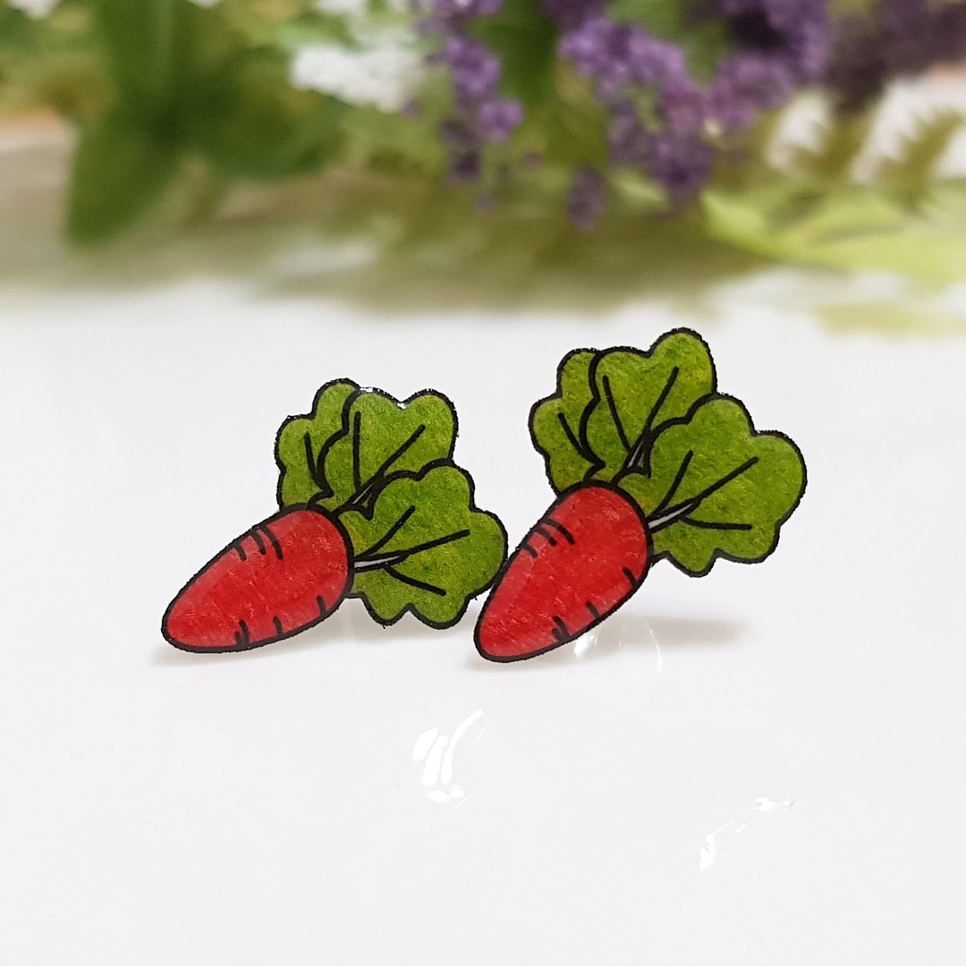 Carrots 营养满分的红萝卜 耳环 耳夹 - 食物系列 - 耳环/耳夹 - 塑料 红色