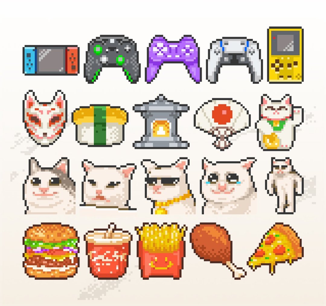 Twitch表情符号贴图及忠诚点数制作委托 - 可爱像素风 - 电脑手机桌布/贴图/App 图示 - 其他材质 