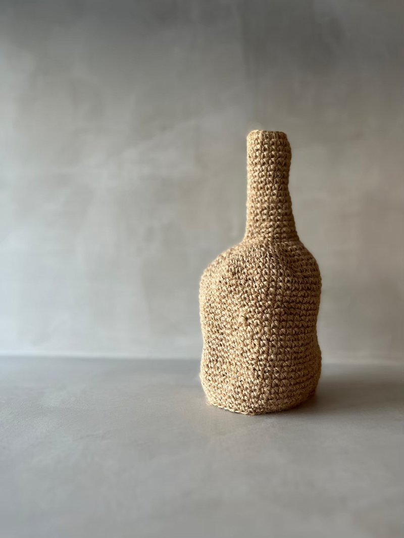 编织花器 / 侘寂风 / ins / 手工钩针【小茉莉居家美学】 - 花瓶/陶器 - 亚麻 卡其色