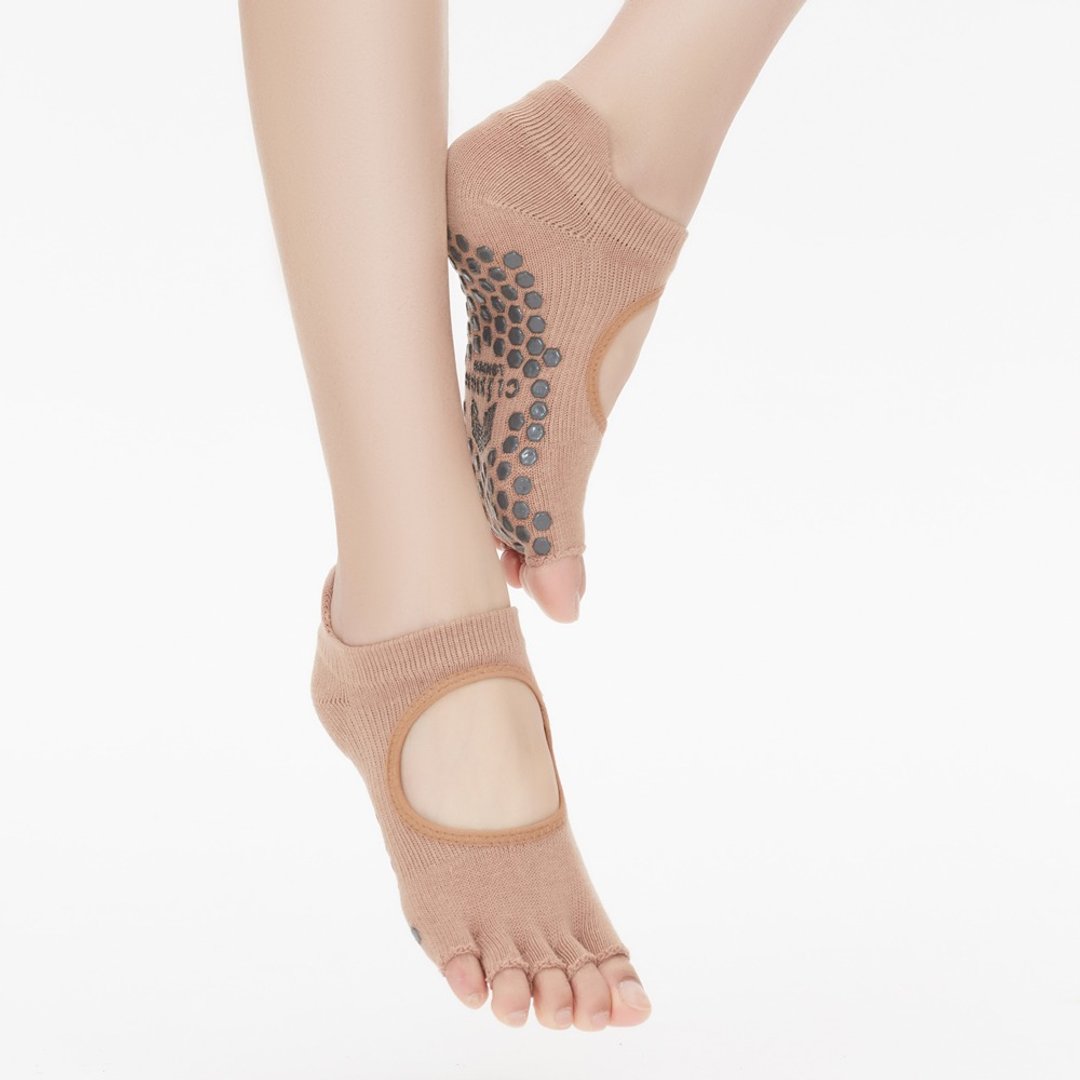 【Clesign】Toe Grip Socks 瑜珈露趾袜 - Nude Pink - 女装瑜珈服 - 棉 粉红色