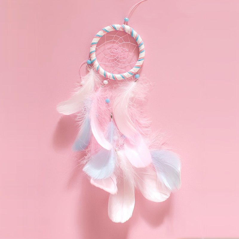 捕梦网成品 8cm - 棉花糖风格 飘逸版(白+粉红+粉蓝) -情人节礼物 - 墙贴/壁贴 - 其他材质 