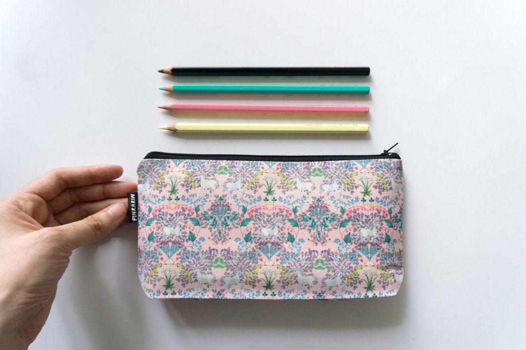 Unicorn zipper accessories pouch / Pencil bag / Stationery case - pastel pink - 铅笔盒/笔袋 - 聚酯纤维 粉红色