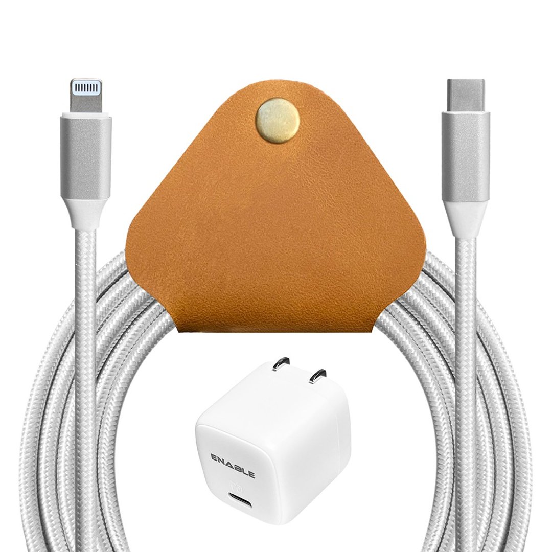 ENABLE 2年保固 ZOOM 20W GaN氮化镓 USB-C to Lightning 快充组 - 充电宝/传输线 - 铝合金 白色