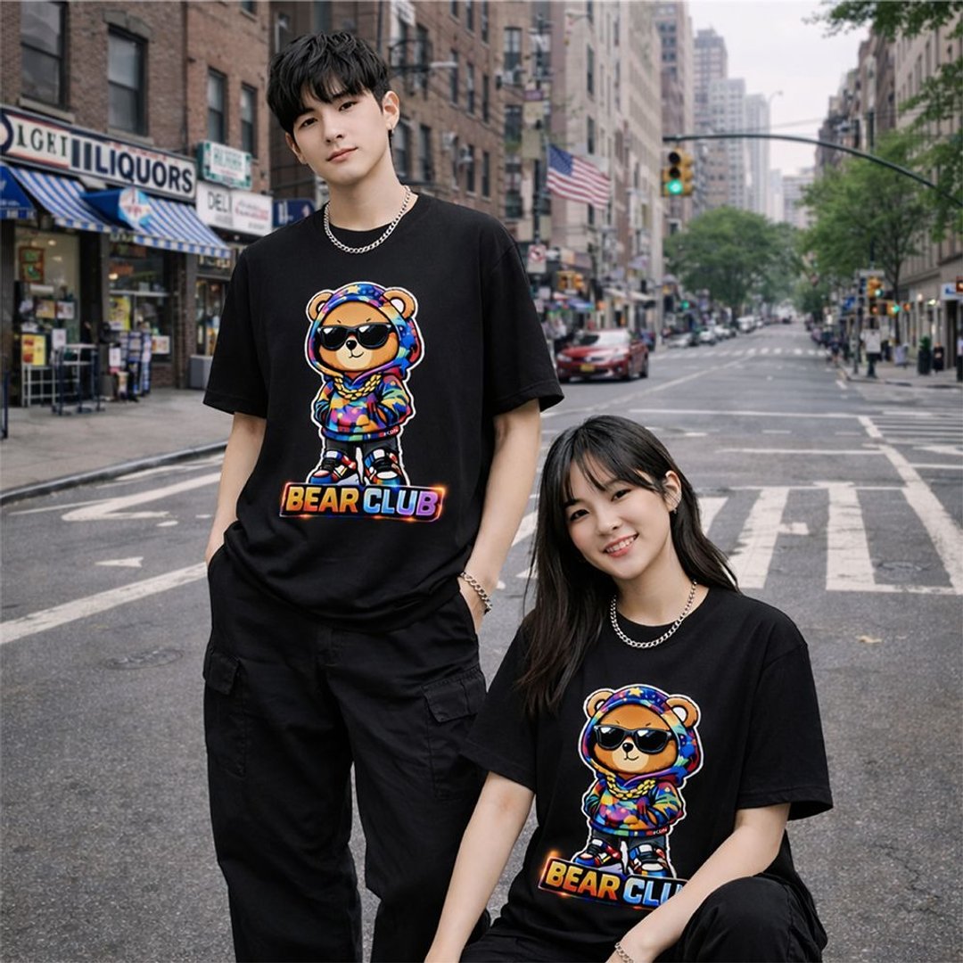 BEAR CLUB潮流泰迪熊T恤  街头风宽松男女同款短袖上衣 - 男装上衣/T 恤 - 棉 