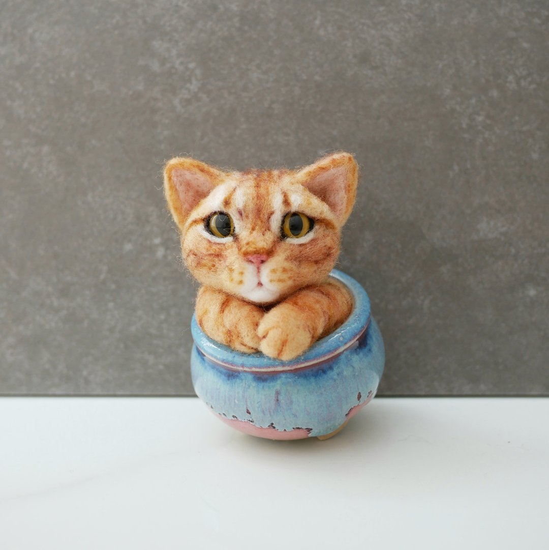 橘猫定制化羊毛毡  宠物定制 公仔  盆栽系列 - 玩偶/公仔 - 羊毛 橘色