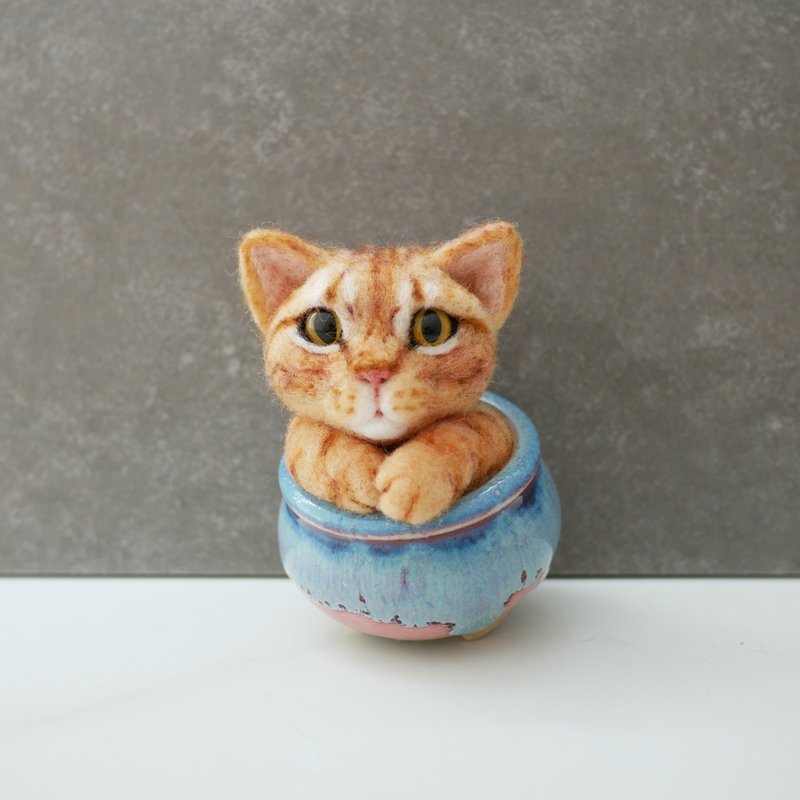 橘猫定制化羊毛毡  宠物定制 公仔  盆栽系列 - 玩偶/公仔 - 羊毛 橘色