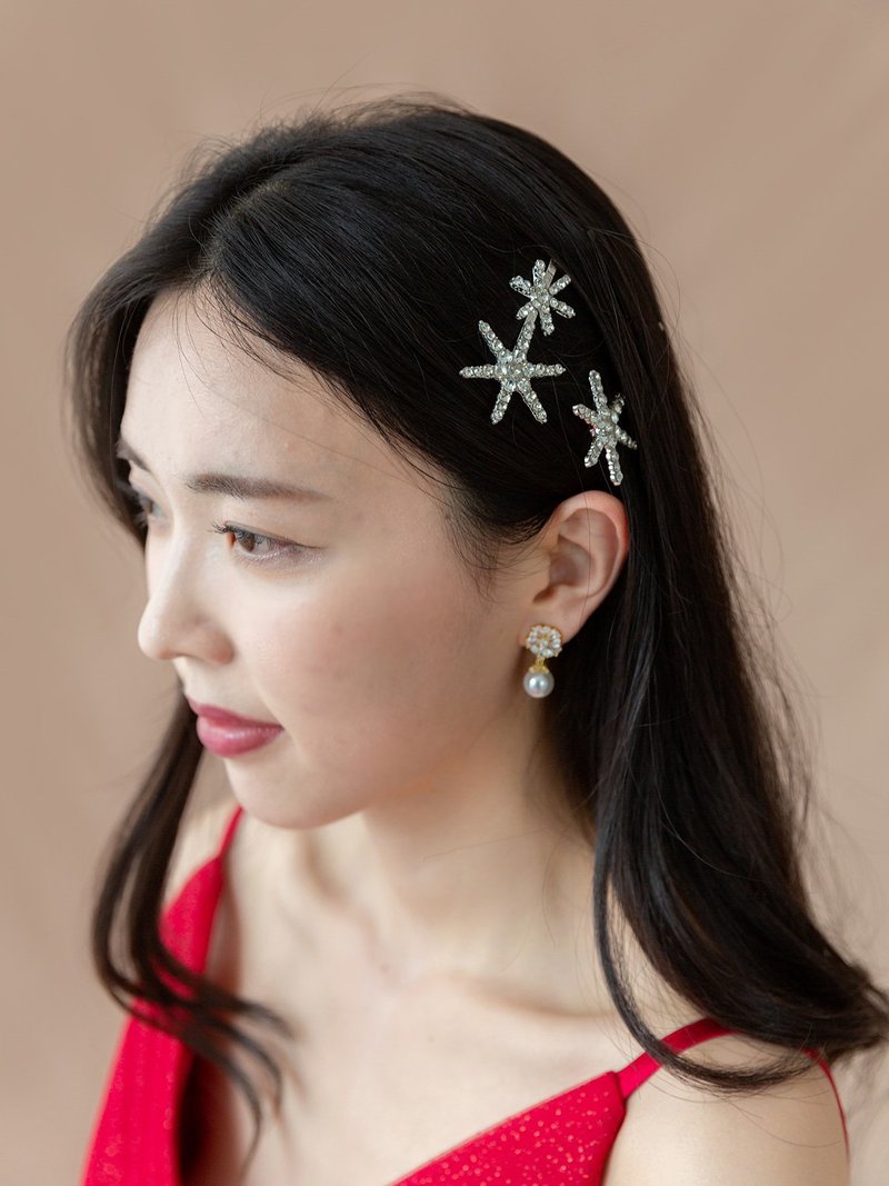 星星造型水钻发夹 三件入 - 发饰 - 其他材质 
