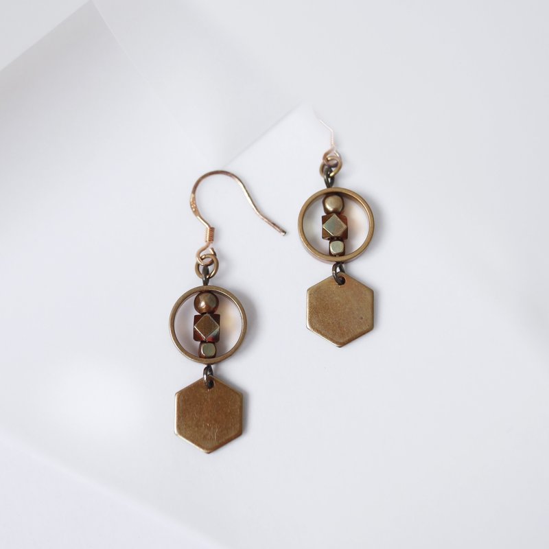 02:15 AM 土星北极 - 黄铜耳环 / 耳针耳夹 - 耳环/耳夹 - 铜/黄铜 咖啡色