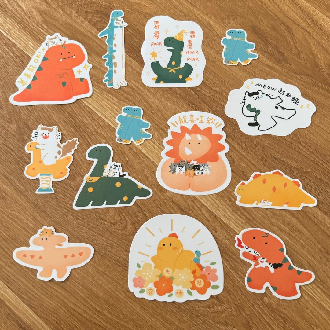 防水大贴纸 -12 款 / 3 张一组 - 贴纸 - 塑料 多色