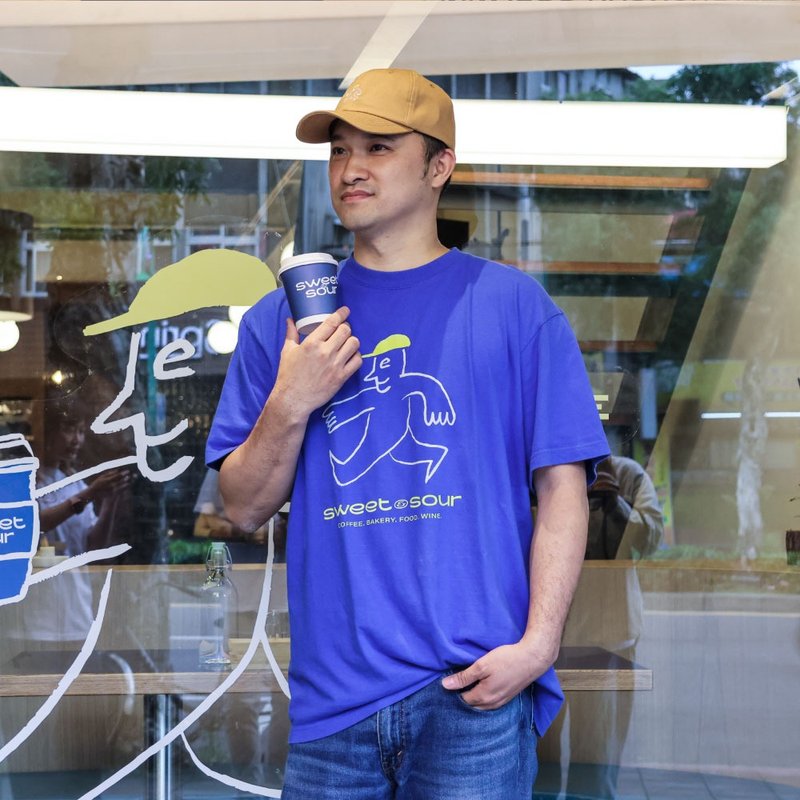 Sweet & Sour | 中性短袖 T 恤上衣 - 费豊曼先生 - 男装上衣/T 恤 - 棉．麻 蓝色