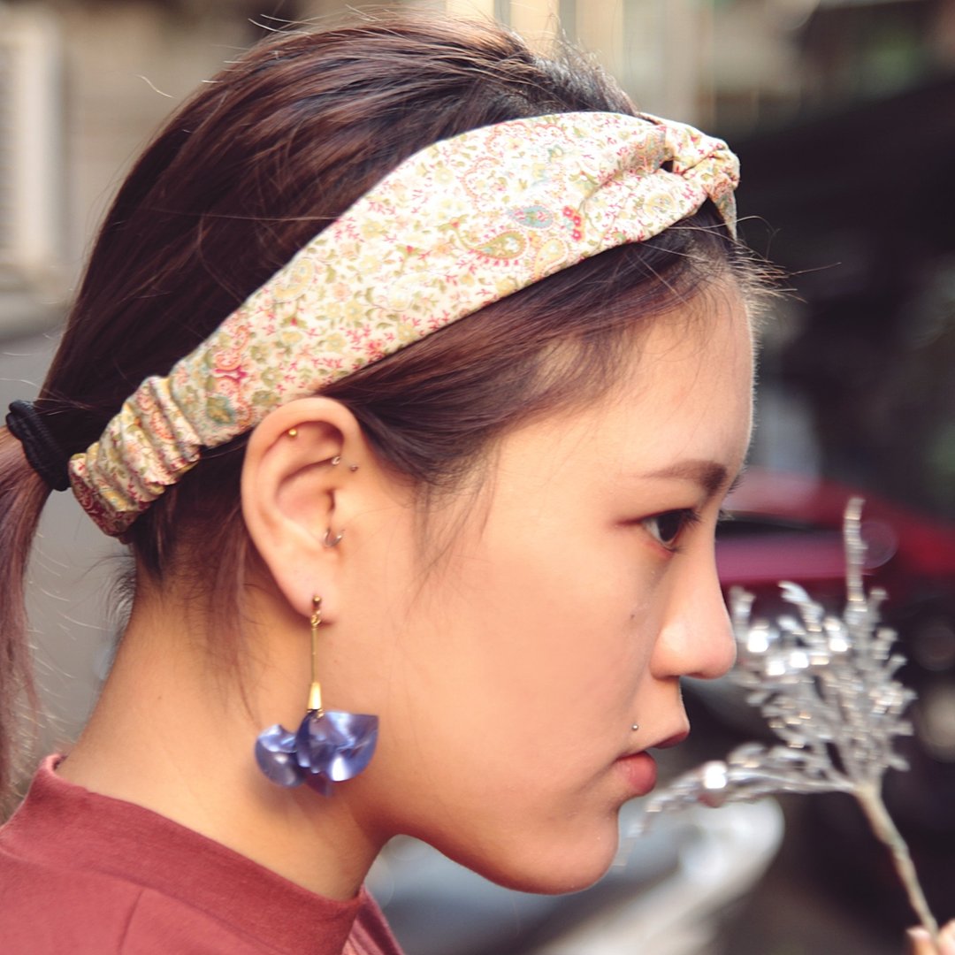 群花／花纹／手工十字松紧发带_Garden//Cotton/Taiwan Hand made hair band - 发饰 - 棉 红色