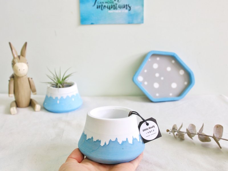 水泥花盆 / 经典blue white 富士山 【无植物】 - 植栽/盆栽 - 水泥 蓝色