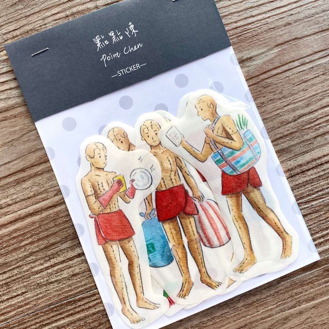 【和纸贴纸包】家事十八铜人 - 贴纸 - 纸 红色