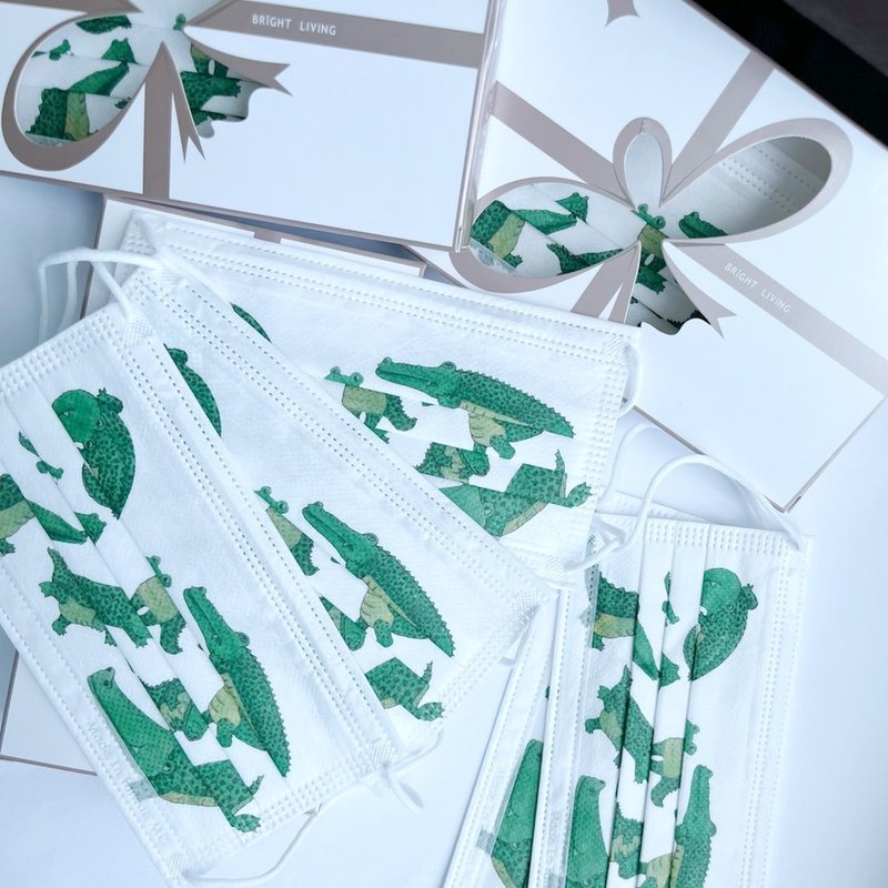 动物系列-鳄鱼 成人平面式医疗口罩(白)买一送一, - 口罩 - 其他材质 白色