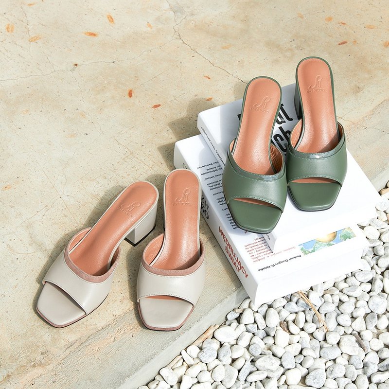 Kylie 拼接方跟凉鞋(两色)MIT款 凉鞋 真皮女鞋 - 男女凉鞋 - 真皮 