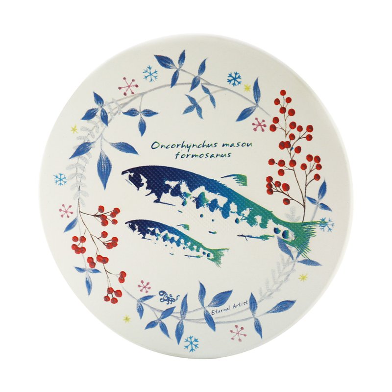 Cr8tive 4ever【台湾国宝】手感影音吸水杯垫(樱花钩吻鲑) - 杯垫 - 瓷 多色