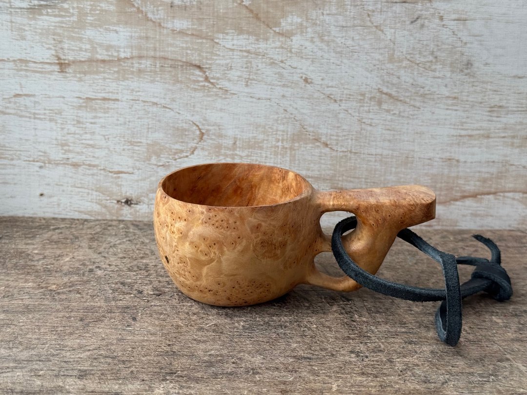 Guksi 芬兰杯 Kuksa 桦木瘤丛林工艺木制碗碟维京 Kuks - 露营用品 - 木头 咖啡色