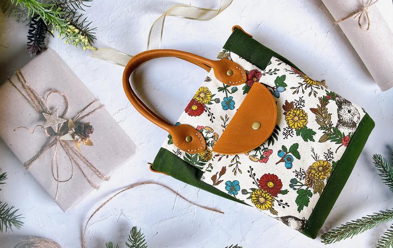 礼物首选/小兔花园提背两用小沸包 - 手提包/手提袋 - 棉．麻 绿色