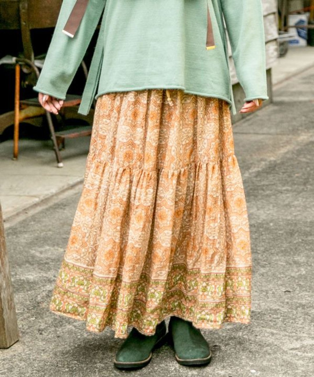Block Print Tiered Skirt - 裙子 - 其他材质 