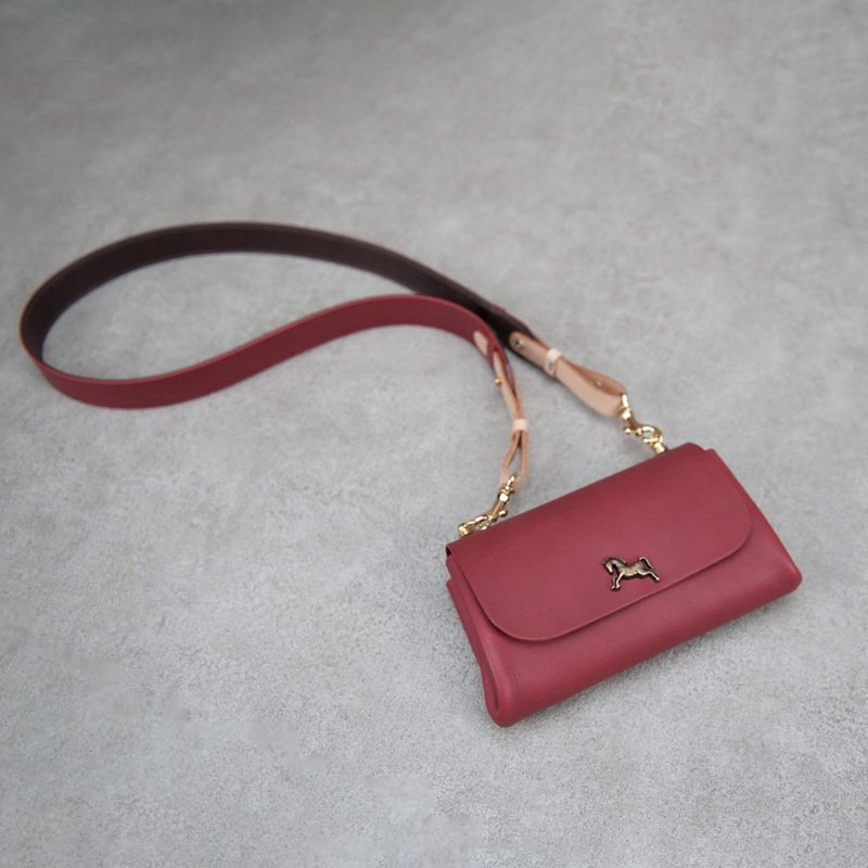 折叠小包 小包 肩背包 侧背包 斜背包 手机包 包包 - 侧背包/斜挎包 - 真皮 红色