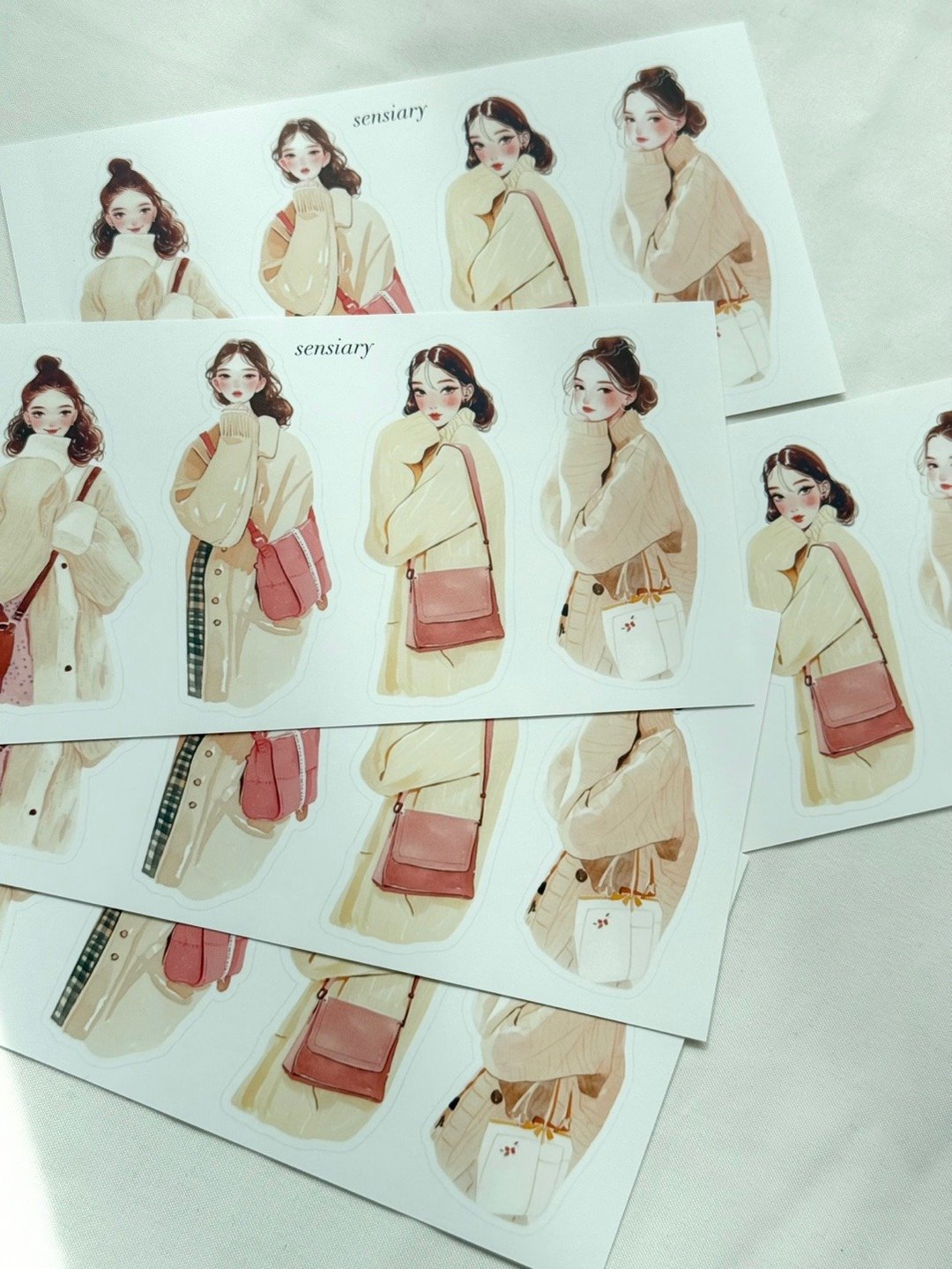 疗愈的米色调女性贴纸 5入组 - 卡片/明信片 - 纸 
